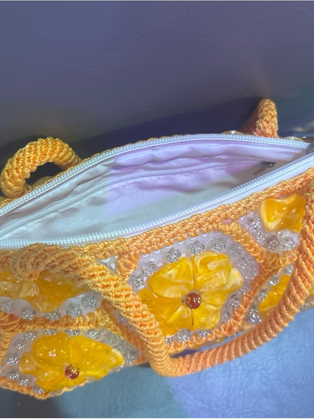Handmade Floral Mini Bag with Top Handle - Picture 2 of 4